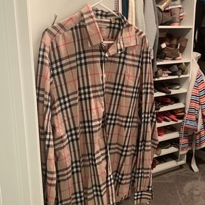 Burberry Brit Men’s 2XL Collared Dress Shirt in Archive Beige